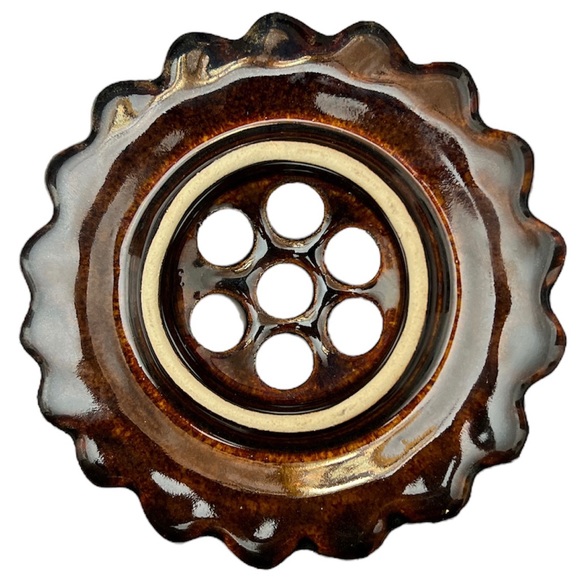 MCM Textured Ceramic Flower Frog - 7 Holes - 5” wide - Picture 3 of 5